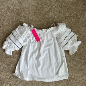 White Off the Shoulder Lily Pulitzer Top Women’s Size Small (New with Tags)